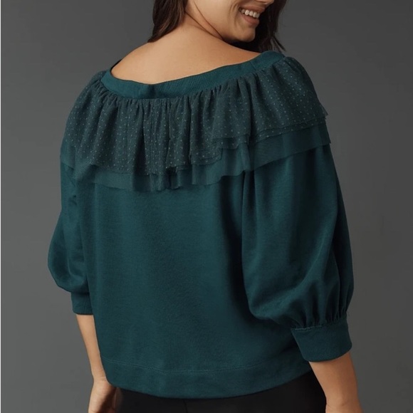 Maeve V-Neck Bow Sweater Sz Large Teal / Evergreen - Picture 3 of 8